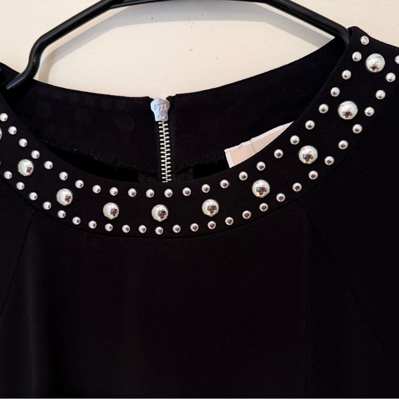 Michael Kors Studded Flounce Black Long Sleeve Dress - Picture 3 of 6